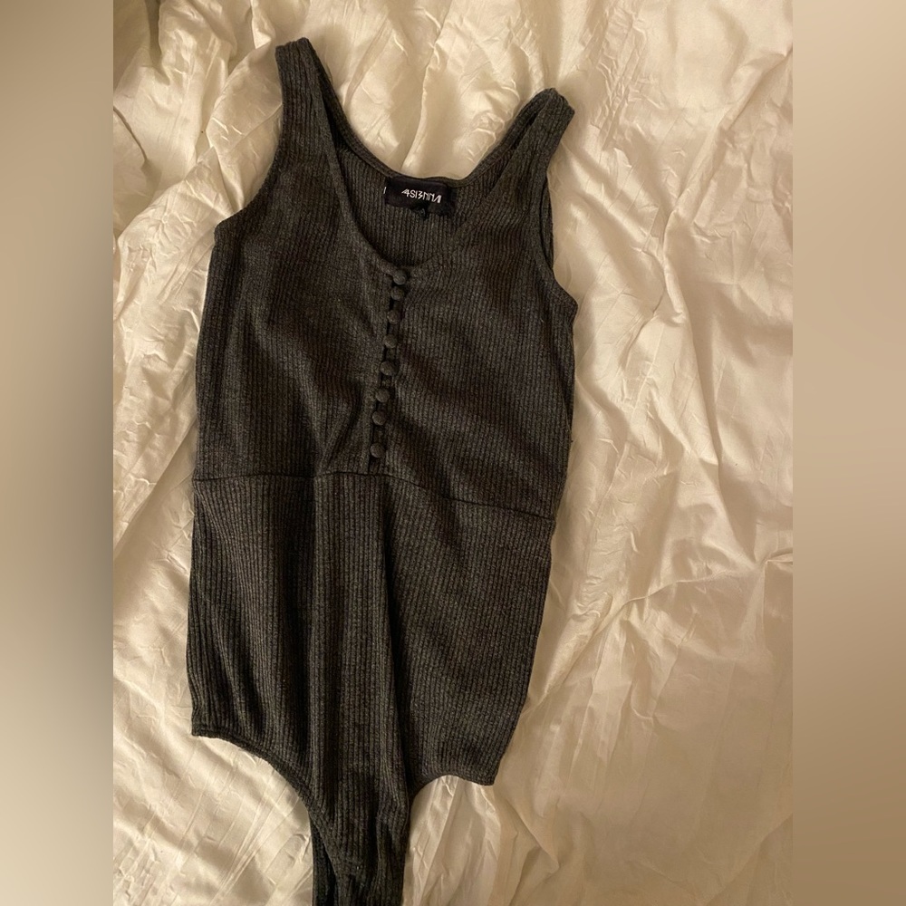 Grey Ribbed Bodysuit